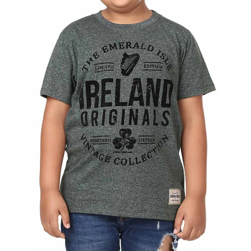 Ireland Originals Emerald Isle Kids T-Shirt With Green Grindle Yarn Design